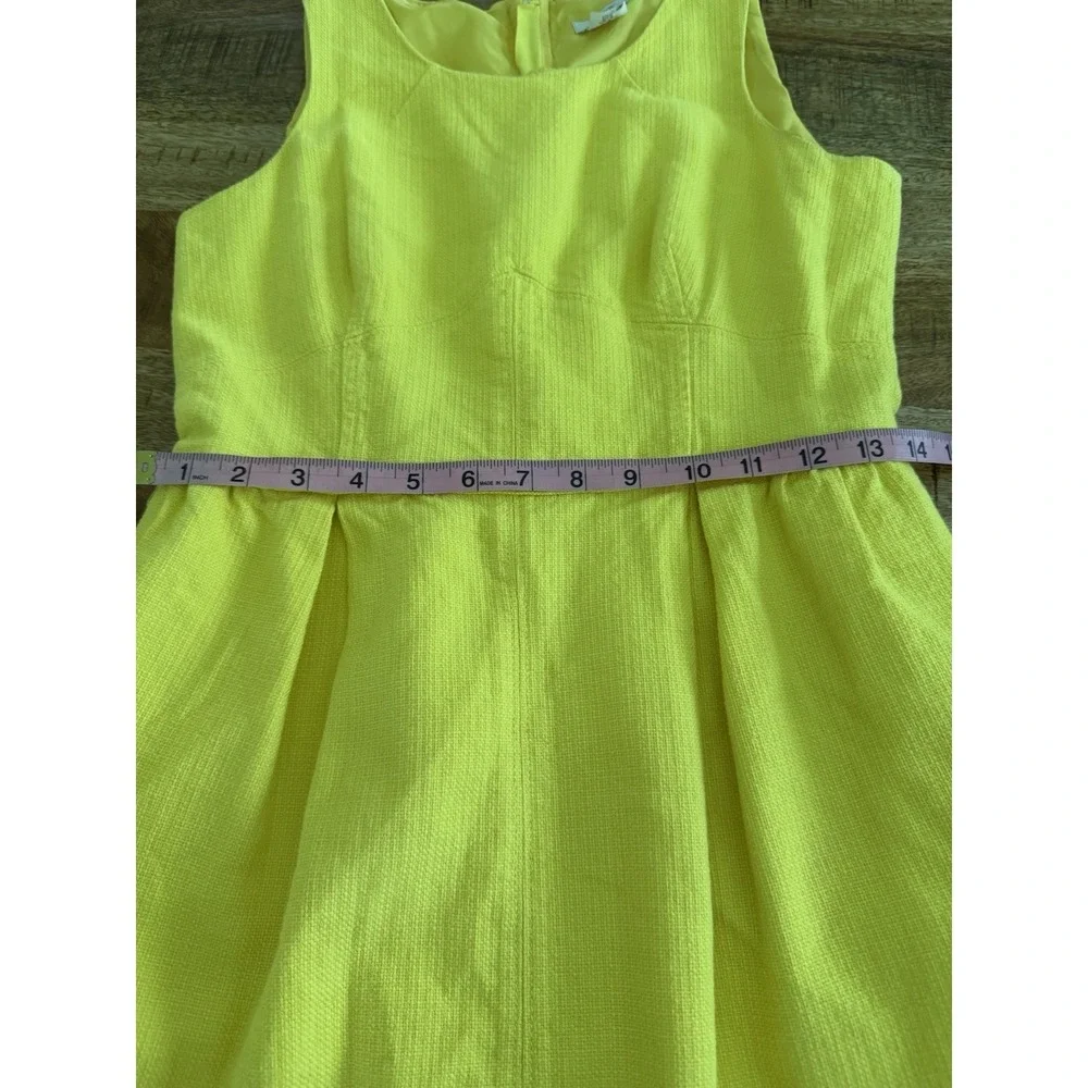 J.Crew Yellow Textured Fit & Flare Dress‎ Womens Size 6 Sleeveless Pockets